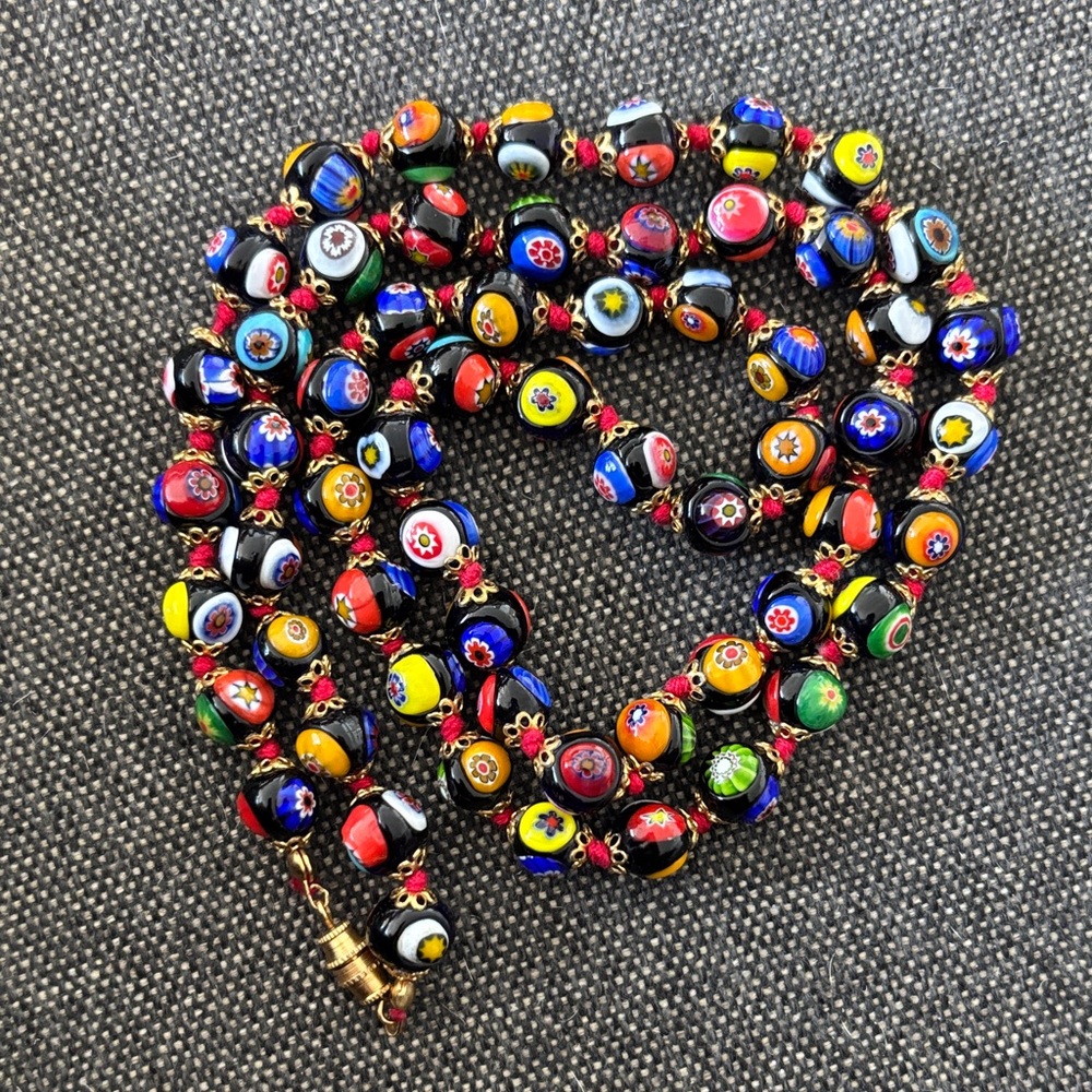 Vintage Italian Millefiori Necklace 29”